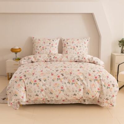 Cotton Market Parure de lit 2 pièces 135 x 200 cm en microfibre de coton avec fermeture éclair Housse de couette et 1 taie d'oreiller 70 x 80 cm Motif lapin beige Cotton Market Parure de lit 2 pièces 135 x 200 cm en microfibre de coton avec fermeture éclair Housse de couette et 1 taie d'oreiller 70 x 80 cm Motif lapin beige