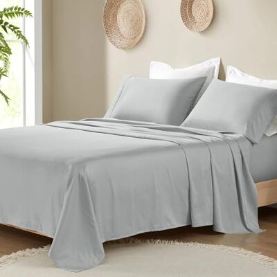 Madison Park Parure de lit 4 pièces en coton bio doux et respirant 300 fils au pouce carré, élastique à poche profonde pour matelas jusqu'à 45,7 cm, toutes saisons, légère, 100% coton, très grand Madison Park Parure de lit 4 pièces en coton bio doux et respirant 300 fils au pouce carré, élastique à poche profonde pour matelas jusqu'à 45,7 cm, toutes saisons, légère, 100% coton, très grand
