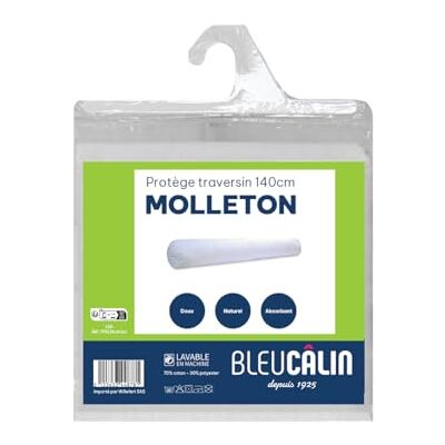 Bleu Calin Protège polochon traversin, Molleton 100% Coton, PTA Lea, 140 cm Bleu Calin Protège polochon traversin, Molleton 100% Coton, PTA Lea, 140 cm