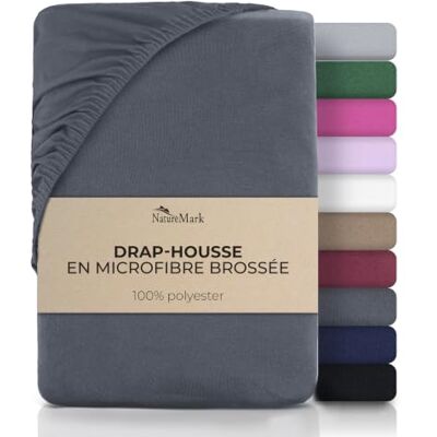 NatureMark Drap-housse en microfibre Doux et respirant Facile d'entretien Infroissable Couleurs modernes Anthracite 90 x 200 cm NatureMark Drap-housse en microfibre Doux et respirant Facile d'entretien Infroissable Couleurs modernes Anthracite 90 x 200 cm