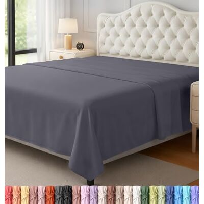 Utopia Bedding Drap plat, tissu en microfibre brossée douce, drap de dessus résistant au rétrécissement et à la décoloration, entretien facile, 1 seul drap plat (grand lit, gris) Utopia Bedding Drap plat, tissu en microfibre brossée douce, drap de dessus résistant au rétrécissement et à la décoloration, entretien facile, 1 seul drap plat (grand lit, gris)