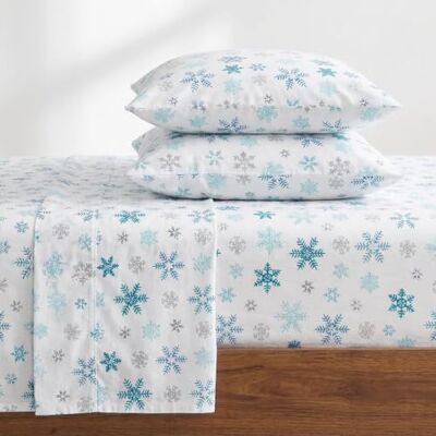 Eddie Bauer Parure de lit en flanelle de coton, brossée pour plus de douceur, décoration d'intérieur confortable, certifiée Oeko-Tex Flocon de neige, lit king size Eddie Bauer Parure de lit en flanelle de coton, brossée pour plus de douceur, décoration d'intérieur confortable, certifiée Oeko-Tex Flocon de neige, lit king size