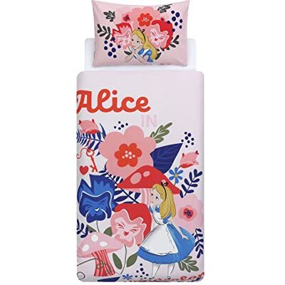 Disney Home Alice au pays des merveilles Parure de lit réversible double face, 100 % coton, taille simple, 2 pièces, 135 x 200 cm + 50 x 70 cm Disney Home Alice au pays des merveilles Parure de lit réversible double face, 100 % coton, taille simple, 2 pièces, 135 x 200 cm + 50 x 70 cm
