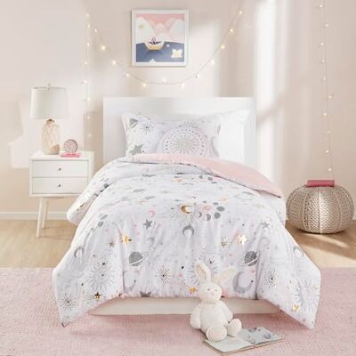 Intelligent Design MI ZONE KIDS Celia Parure de lit 4 pièces pour lit double, ciel étoilé, lune et soleil, 2 taies d'oreiller, pour lit double/grand lit, rose poudré/doré Intelligent Design MI ZONE KIDS Celia Parure de lit 4 pièces pour lit double, ciel étoilé, lune et soleil, 2 taies d'oreiller, pour lit double/grand lit, rose poudré/doré