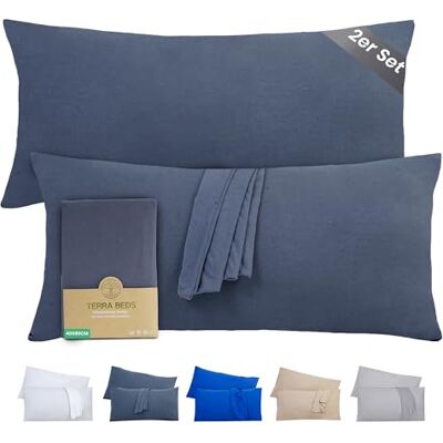 Terra Beds Lot de 2 taies d'oreiller 40 x 80 cm Jersey de coton 160 g/m² 40 x 80 cm Avec fermeture éclair Tissu tricoté extensible Respirant Gris anthracite Terra Beds Lot de 2 taies d'oreiller 40 x 80 cm Jersey de coton 160 g/m² 40 x 80 cm Avec fermeture éclair Tissu tricoté extensible Respirant Gris anthracite
