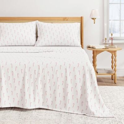 Great Bay Home Parure de lit de Noël California King Size en flanelle 100% coton turc, draps d'hiver double brossé, ultra doux, confortable, 4 pièces Great Bay Home Parure de lit de Noël California King Size en flanelle 100% coton turc, draps d'hiver double brossé, ultra doux, confortable, 4 pièces