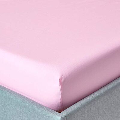HOMESCAPES Drap-Housse Rose 100% Coton Égyptien 200 Fils 160 x 200 cm HOMESCAPES Drap-Housse Rose 100% Coton Égyptien 200 Fils 160 x 200 cm