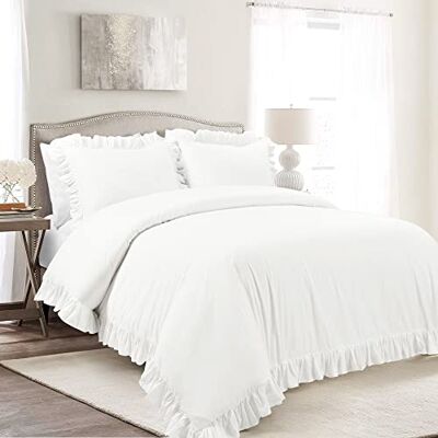 Lush Decor Reyna Parure de lit 3 pièces 100% coton, lit double/grand lit, blanc pur Lush Decor Reyna Parure de lit 3 pièces 100% coton, lit double/grand lit, blanc pur