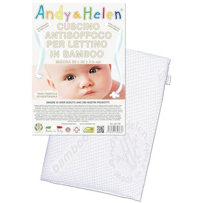 ANDY & HELEN ® Coussin de lit enfant anti-étouffement avec housse en bambou. Dimensions : 52 x 32 x 3 cm ANDY & HELEN ® Coussin de lit enfant anti-étouffement avec housse en bambou. Dimensions : 52 x 32 x 3 cm