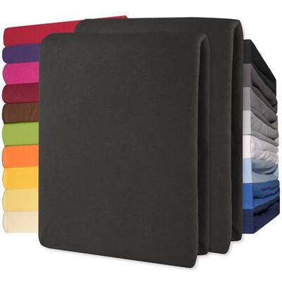 CelinaTex Lucina Drap-Housse Coton 2er-Set 90x200-100x200 cm Noir CelinaTex Lucina Drap-Housse Coton 2er-Set 90x200-100x200 cm Noir