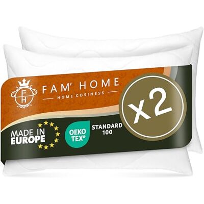 FH FAM' HOME HOME COSINESS FAM' Home Lot de 2 oreillers de luxe pour personnes allergiques 50 x 70 cm Rembourrage en volume (720 g) Coussins ergonomiques blancs Entretien facile Coussins 50 x 70 cm Lavables FH FAM' HOME HOME COSINESS FAM' Home Lot de 2 oreillers de luxe pour personnes allergiques 50 x 70 cm Rembourrage en volume (720 g) Coussins ergonomiques blancs Entretien facile Coussins 50 x 70 cm Lavables