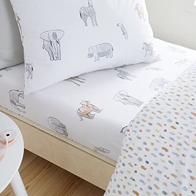 Bianca 'Zoo Animals' Drap-housse en coton - Drap-housse Bianca 'Zoo Animals' Drap-housse en coton - Drap-housse