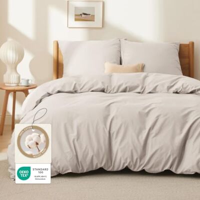 Bedsure Housse de Couette 200x200 cm 100% Coton Certifié Oeko-TEX Parure de lit Housse de Couette 200x200 cm + 2 taies d'oreiller 65x65 cm avec Fermeture Éclair Beige Bedsure Housse de Couette 200x200 cm 100% Coton Certifié Oeko-TEX Parure de lit Housse de Couette 200x200 cm + 2 taies d'oreiller 65x65 cm avec Fermeture Éclair Beige
