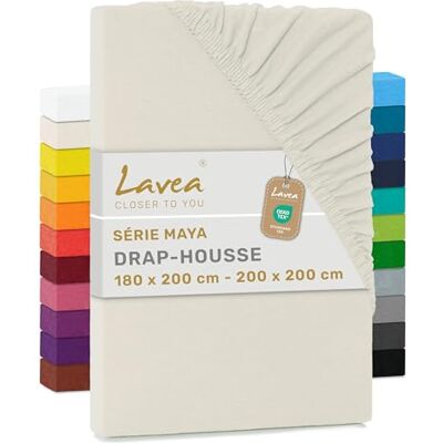 Lavea ® Drap-Housse 180x190/200 cm – Coton 100% Doux et Respirant – pour Matelas Épais Jusqu’à 20 cm – Jersey avec Élastique Tout Autour – Blanc Crème Lavea ® Drap-Housse 180x190/200 cm – Coton 100% Doux et Respirant – pour Matelas Épais Jusqu’à 20 cm – Jersey avec Élastique Tout Autour – Blanc Crème