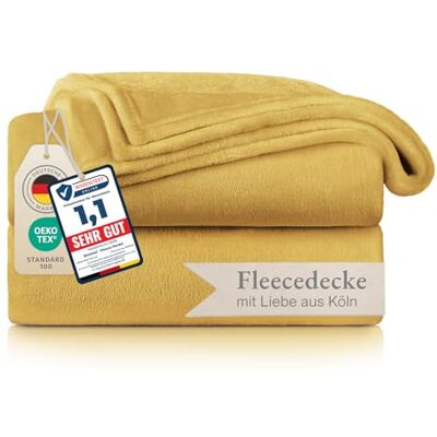 Blumtal Couverture Polaire 150 x 200 Plaid Jaune Certifié OEKO-TEX®, Pour Canapé, Cocooning Epaisse, Moelleuse, Douce Et Chaude Haute Qualité Blumtal Couverture Polaire 150 x 200 Plaid Jaune Certifié OEKO-TEX®, Pour Canapé, Cocooning Epaisse, Moelleuse, Douce Et Chaude Haute Qualité