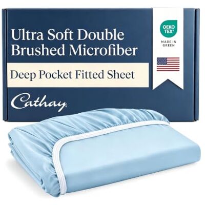 Cathay Home Drap-housse de luxe en microfibre ultra douce doublement brossée, infroissable et anti-décoloration, profondeur de poche standard 35,6 cm, turquoise, pour lit jumeau Cathay Home Drap-housse de luxe en microfibre ultra douce doublement brossée, infroissable et anti-décoloration, profondeur de poche standard 35,6 cm, turquoise, pour lit jumeau
