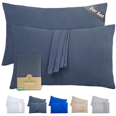 Terra Beds Lot de 2 taies d'oreiller 50 x 70 cm Jersey de coton 160 g/m² 50 x 70 cm Avec fermeture éclair Tissu tricoté extensible Respirant Gris anthracite Terra Beds Lot de 2 taies d'oreiller 50 x 70 cm Jersey de coton 160 g/m² 50 x 70 cm Avec fermeture éclair Tissu tricoté extensible Respirant Gris anthracite