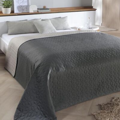 Delindo Lifestyle Couvre-lit Belford gris anthracite, jeté de lit pour lit double, couleur unie, matelassé, 220 x 240 cm Delindo Lifestyle Couvre-lit Belford gris anthracite, jeté de lit pour lit double, couleur unie, matelassé, 220 x 240 cm