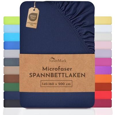 NATUREMARK Drap en microfibre - Bleu Marina - 140x200 - Drap NATUREMARK Drap en microfibre - Bleu Marina - 140x200 - Drap