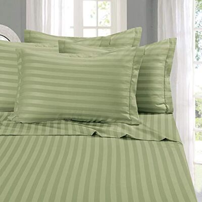 Elegant Comfort Parure de lit 4 pièces la plus douce et la plus confortable – Qualité égyptienne de 1500 fils, résistante aux plis et aux rayures damassées – Lit jumeau, sauge/vert Elegant Comfort Parure de lit 4 pièces la plus douce et la plus confortable – Qualité égyptienne de 1500 fils, résistante aux plis et aux rayures damassées – Lit jumeau, sauge/vert