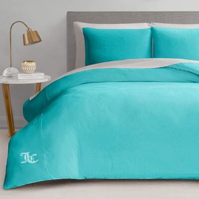 Juicy Couture Parure de lit, polyester, bleu écrasé, lit double/grand lit Juicy Couture Parure de lit, polyester, bleu écrasé, lit double/grand lit