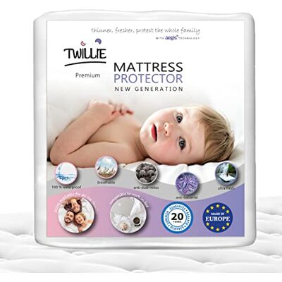 Twillie – Protège Matelas 70 x 160 cm Imperméable et Respirant Alèse Qualité Supérieure Certifié Oeko-TEX® Aegis® Hypoallergénique Anti Acarien, Bactérien – Housse Matelas 100% Polycoton Twillie – Protège Matelas 70 x 160 cm Imperméable et Respirant Alèse Qualité Supérieure Certifié Oeko-TEX® Aegis® Hypoallergénique Anti Acarien, Bactérien – Housse Matelas 100% Polycoton