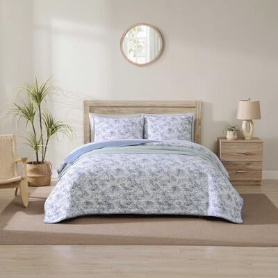 Tommy Bahama Parure de lit pour grand lit, literie réversible en coton avec taies assorties, décoration d'intérieur d'inspiration côtière (stylo et palmier encreur, bleu marine, grand lit) Tommy Bahama Parure de lit pour grand lit, literie réversible en coton avec taies assorties, décoration d'intérieur d'inspiration côtière (stylo et palmier encreur, bleu marine, grand lit)