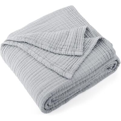 Carriediosa Couverture d'été 100% mousseline de coton à 4 couches, douce, légère et respirante pour adultes, toutes saisons, 127 x 177,8 cm, gris Carriediosa Couverture d'été 100% mousseline de coton à 4 couches, douce, légère et respirante pour adultes, toutes saisons, 127 x 177,8 cm, gris