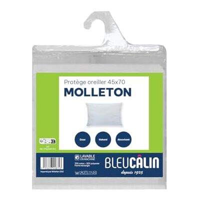 Bleu Calin Protège-Oreiller rectangulaire Molleton 100% Coton PTA Lea, 45x70 cm Bleu Calin Protège-Oreiller rectangulaire Molleton 100% Coton PTA Lea, 45x70 cm