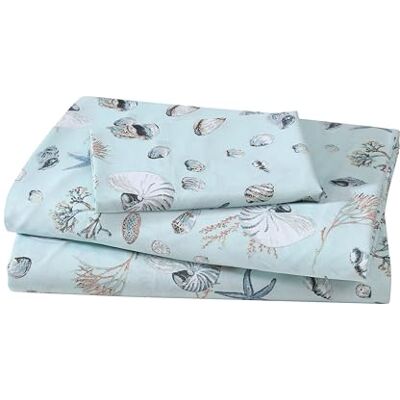 Beatrice Home Fashions Parure de lit en microfibre imprimé bord de mer, doux et confortable, poches profondes de 30 cm, lits jumeaux, blanc (mer océanside) Beatrice Home Fashions Parure de lit en microfibre imprimé bord de mer, doux et confortable, poches profondes de 30 cm, lits jumeaux, blanc (mer océanside)