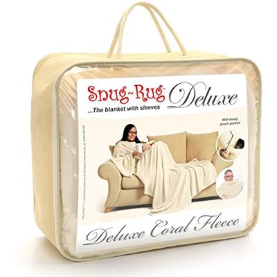 Snug Rug SnugRug Couverture de luxe à manches longues en polaire corail avec poche pour adultes Crème Snug Rug SnugRug Couverture de luxe à manches longues en polaire corail avec poche pour adultes Crème