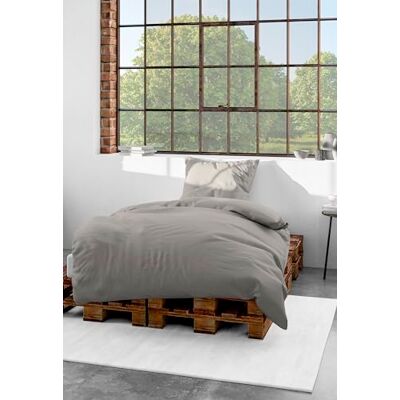 Bierbaum Parure de lit 3899 en satin de coton mako 100% coton, conçue en Allemagne, taupe 82, 135 x 200 + 80 x 80 cm Bierbaum Parure de lit 3899 en satin de coton mako 100% coton, conçue en Allemagne, taupe 82, 135 x 200 + 80 x 80 cm