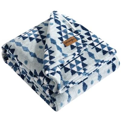 Wrangler Couverture pour lit simple, literie en molleton ultra douce et pelucheuse, inspiration Yellowstone, décoration d'intérieur confortable pour lit ou canapé (bleu occidental, lit simple) Wrangler Couverture pour lit simple, literie en molleton ultra douce et pelucheuse, inspiration Yellowstone, décoration d'intérieur confortable pour lit ou canapé (bleu occidental, lit simple)