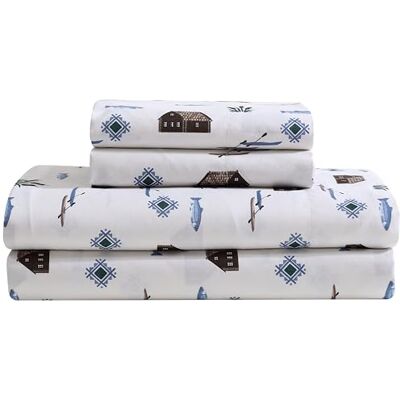 Beatrice Home Fashions Cozy Cabin Parure de lit 4 pièces en microfibre avec poches profondes – Motif patchwork rustique à carreaux, cerf – Journée du lac Beatrice Home Fashions Cozy Cabin Parure de lit 4 pièces en microfibre avec poches profondes – Motif patchwork rustique à carreaux, cerf – Journée du lac