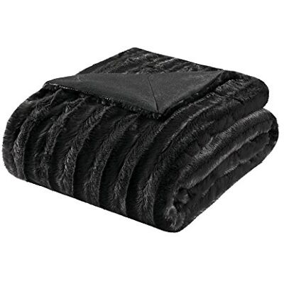 Madison Park Duke Jeté de luxe en fausse fourrure brossée douce et confortable pour lit, entraîneur ou canapé, 127 x 152,4 cm, noir Madison Park Duke Jeté de luxe en fausse fourrure brossée douce et confortable pour lit, entraîneur ou canapé, 127 x 152,4 cm, noir
