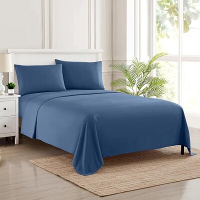 home sweet home collection Parure de lit 1800 fils avec poche profonde de 53,3 cm – Microfibre brossée douce de qualité égyptienne avec drap plat, drap-housse et 2 taies d'oreiller home sweet home collection Parure de lit 1800 fils avec poche profonde de 53,3 cm – Microfibre brossée douce de qualité égyptienne avec drap plat, drap-housse et 2 taies d'oreiller