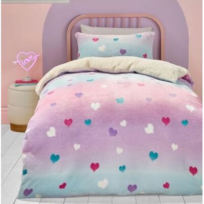 Bedlam Pink Heart Parure de lit en polaire douce et confortable pour lit double (200 x 200 cm) Motif cœur Bleu, violet et rose Bedlam Pink Heart Parure de lit en polaire douce et confortable pour lit double (200 x 200 cm) Motif cœur Bleu, violet et rose