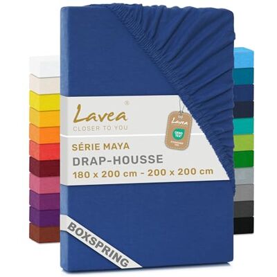 Lavea ® Drap-Housse 180x200cm 100% Coton Grand Bonnet 35 cm pour Matelas épais avec Élastique Tout Autour en Jersey pour Lit Boxspring Bleu Roi Lavea ® Drap-Housse 180x200cm 100% Coton Grand Bonnet 35 cm pour Matelas épais avec Élastique Tout Autour en Jersey pour Lit Boxspring Bleu Roi