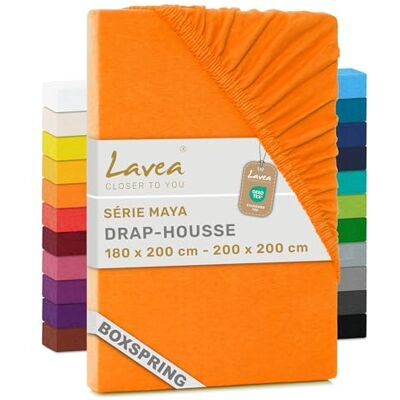 Lavea ® Drap-Housse 180x200cm 100% Coton Grand Bonnet 35 cm pour Matelas épais avec Élastique Tout Autour en Jersey pour Lit Boxspring Rouge Couchant Lavea ® Drap-Housse 180x200cm 100% Coton Grand Bonnet 35 cm pour Matelas épais avec Élastique Tout Autour en Jersey pour Lit Boxspring Rouge Couchant