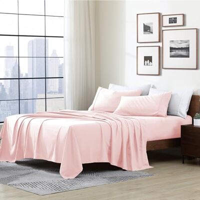 Cathay Home Essentials Parure de lit ultra douce, hypoallergénique et infroissable, en microfibre brossée double, rose poudré, lit simple XL Cathay Home Essentials Parure de lit ultra douce, hypoallergénique et infroissable, en microfibre brossée double, rose poudré, lit simple XL