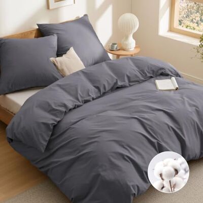 Bedsure Housse de couette pour lit double, en coton, 240 x 220 cm, gris, 2 Parure de lit 100 % coton avec fermeture éclair Oeko-Tex douce et respirante, délicate et résistante, 4 saisons, polyvalente Bedsure Housse de couette pour lit double, en coton, 240 x 220 cm, gris, 2 Parure de lit 100 % coton avec fermeture éclair Oeko-Tex douce et respirante, délicate et résistante, 4 saisons, polyvalente