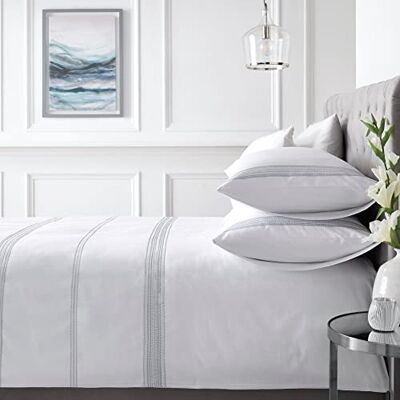 Appletree Boutique Parure de lit brodée Housse de couette brodée King size en blanc Appletree Boutique Parure de lit brodée Housse de couette brodée King size en blanc