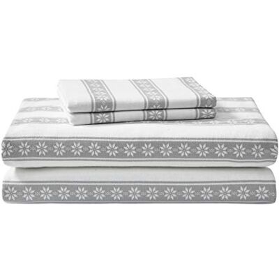 Eddie Bauer Collection flanelle – Parure de lit 100% coton, pré-rétrécie et brossée pour plus de douceur, de confort et de confort, lit jumeau, flocon de neige Fair Isle Eddie Bauer Collection flanelle – Parure de lit 100% coton, pré-rétrécie et brossée pour plus de douceur, de confort et de confort, lit jumeau, flocon de neige Fair Isle