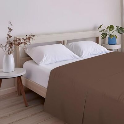ECOMMERC3 Drap de dessus extra doux et confortable pour lit de 160 cm, couleur marron, fabriqué en Espagne, respirant, facile d'entretien ECOMMERC3 Drap de dessus extra doux et confortable pour lit de 160 cm, couleur marron, fabriqué en Espagne, respirant, facile d'entretien