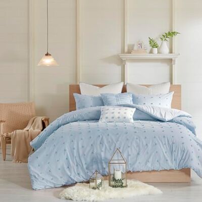 Intelligent Design Parure de lit 100% coton jacquard, accents touffetés, housse de couette pour toutes les saisons, taies d'oreiller assorties, oreillers décoratifs, très grand lit/très grand lit Intelligent Design Parure de lit 100% coton jacquard, accents touffetés, housse de couette pour toutes les saisons, taies d'oreiller assorties, oreillers décoratifs, très grand lit/très grand lit