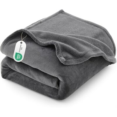 CozyLux Couverture plaid en polaire flanelle 260 g/m², très grande, chaude et douce, pour canapé, lit 2 places maxi, 230 x 270 cm Gris CozyLux Couverture plaid en polaire flanelle 260 g/m², très grande, chaude et douce, pour canapé, lit 2 places maxi, 230 x 270 cm Gris