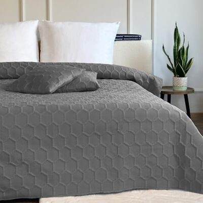 Euromat Parla Couvre-lit matelassé en 3D avec 2 taies d'oreiller 40 x 40 cm (Gris anthracite, graphite, Parla 3D, 220 x 240 cm) Euromat Parla Couvre-lit matelassé en 3D avec 2 taies d'oreiller 40 x 40 cm (Gris anthracite, graphite, Parla 3D, 220 x 240 cm)
