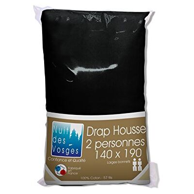 Nuit des Vosges 2106329 Cotoval Drap Housse Uni Coton Noir 140 x 190 cm Nuit des Vosges 2106329 Cotoval Drap Housse Uni Coton Noir 140 x 190 cm