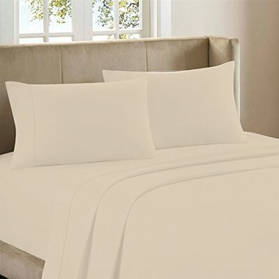 Cathay Home Drap-housse de luxe en microfibre ultra douce doublement brossée, infroissable et anti-décoloration, profondeur de poche standard 35,6 cm, crème, pour lit 1,5 place Cathay Home Drap-housse de luxe en microfibre ultra douce doublement brossée, infroissable et anti-décoloration, profondeur de poche standard 35,6 cm, crème, pour lit 1,5 place