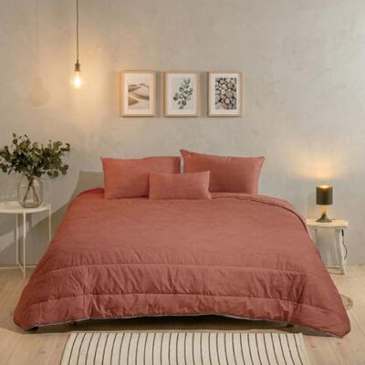 Bleu Calin Couette Chaude Réversible 140x200 cm pour Lit 1 Personne 90x190 cm, Microfibre Lavée, Fabriquée en France, Oeko-Tex, Terracotta Bleu Calin Couette Chaude Réversible 140x200 cm pour Lit 1 Personne 90x190 cm, Microfibre Lavée, Fabriquée en France, Oeko-Tex, Terracotta